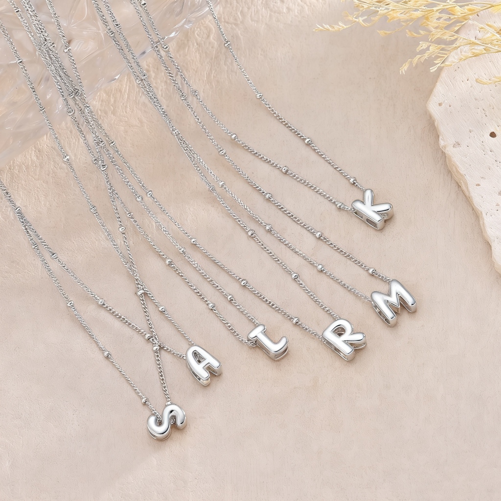 Colar com pingente de letra em prata 925, personalizável, estilo feminino • Presente de luxo em Oferta na Shopee