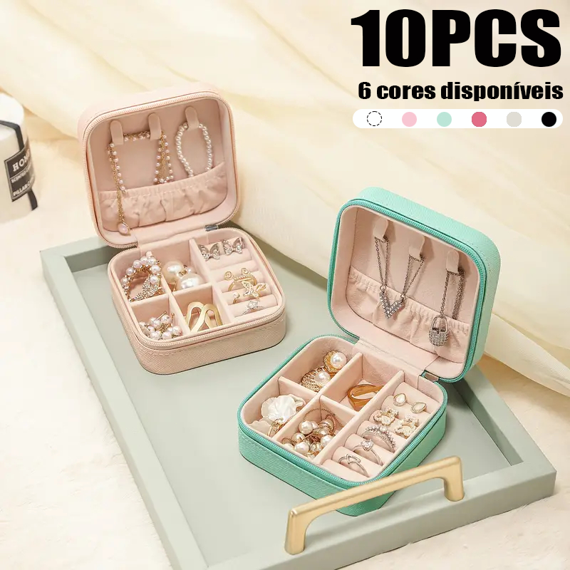 6/10 KIT Porta Joias Portátil Joias PeçasMini Organizador Portátil de Viagem para Brincos e Colares Q1