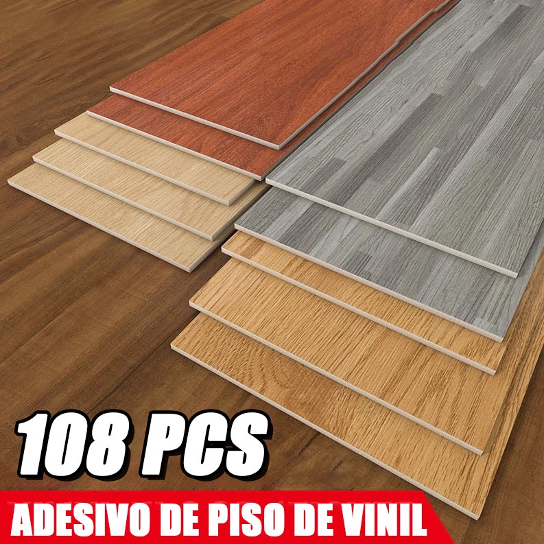 108PC Piso Painel Revestimento Vinílico Adesivo Lavável Madeira