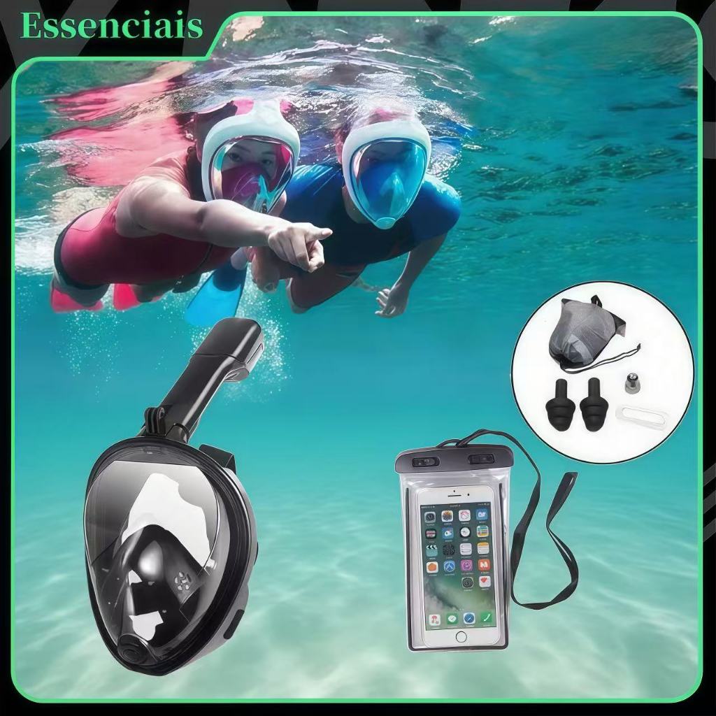 Kit de máscara impermeável e snorkeling, óculos com saia de silicone para natação/snorkeling e máscara de mergulho