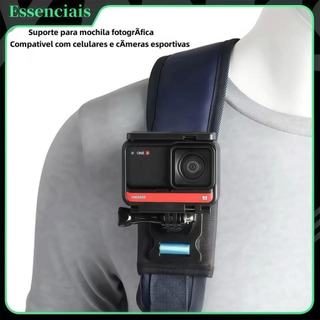 Suporte com Grampo para Mochila (GoPro) – Prendedor com Fixação ao Cinto de Ombro, 360° Giratório,Acessório para Câmeras