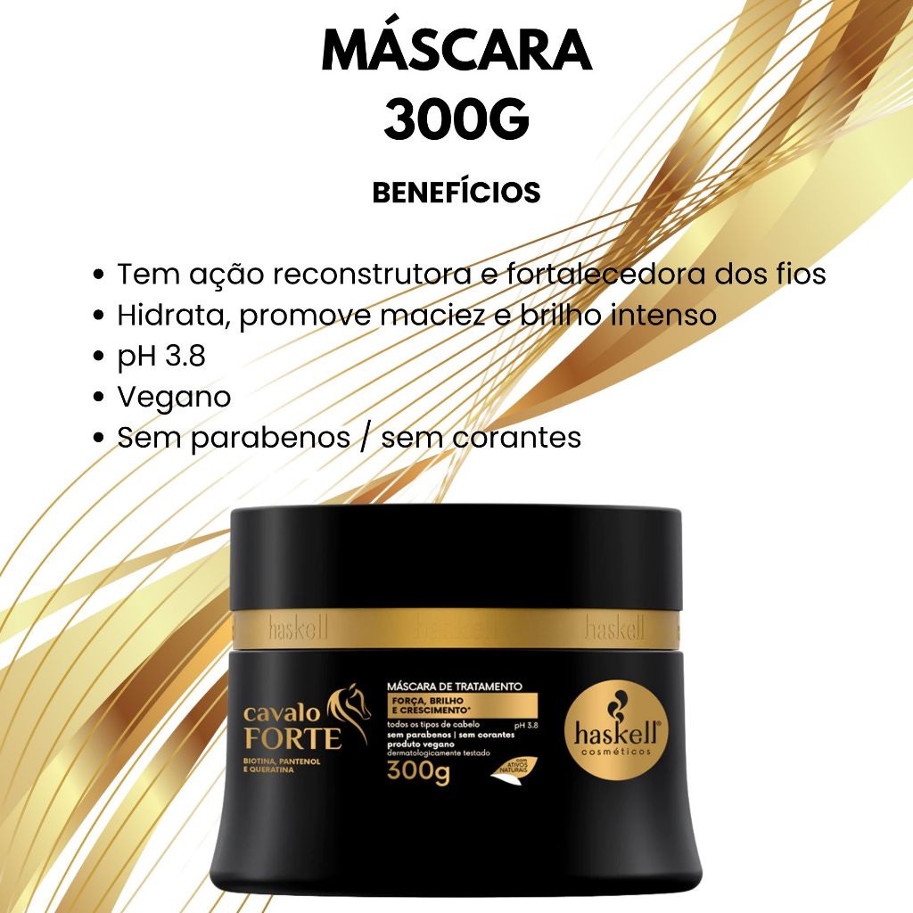 Kit Haskell Cavalo Forte 500ml Promopack Haskell Força Brilho e Crescimento