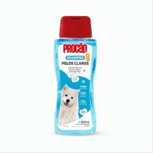 KIT PROCÃO 2  Shampoo Pelos Claros para Cães e Gatos 500 ml, azul