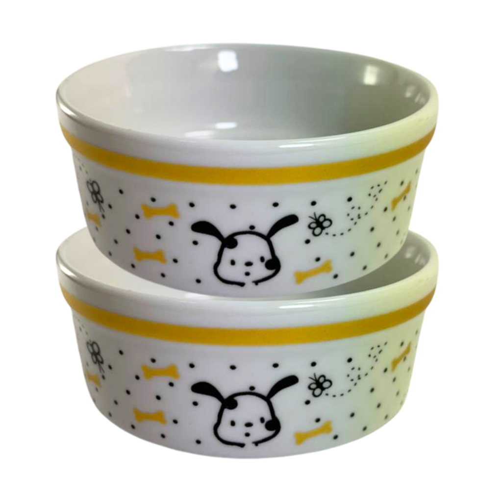 Comedouro + Bebedouro Pet Porcelana Decorado Osso Dourado Exclusivo 300Ml em Oferta na Shopee