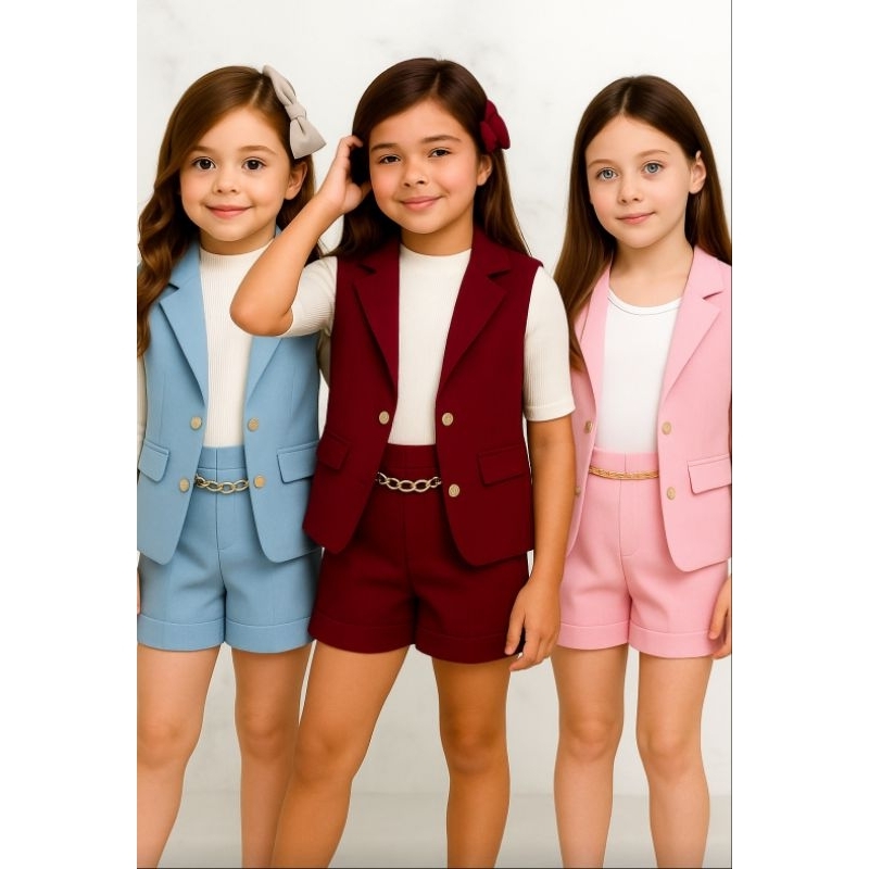 conjunto infantil menina roupa para criança natal final de ano social alfaitaria luxo