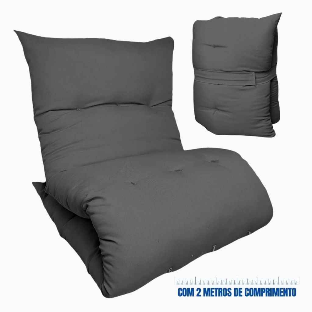 Imagem Almofada Futon Dobrável 200x60x9cm Colchonete Multiuso Chão Sofá Visita Meditação Macia