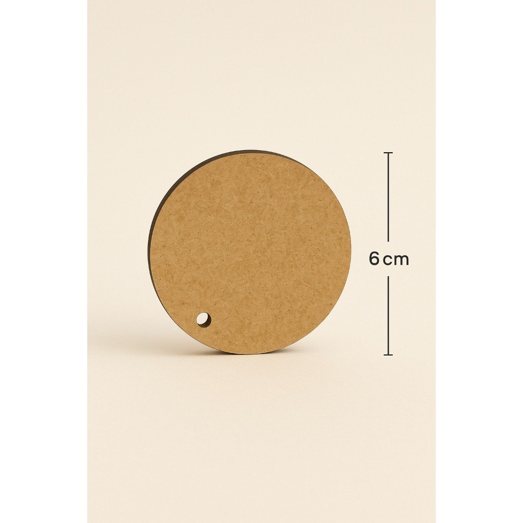 100 Bolachas  MDF Cru 6cm SEM Furo e  3mm De Espessura – Pacote Com 100 unidades Modelo Chaveiro