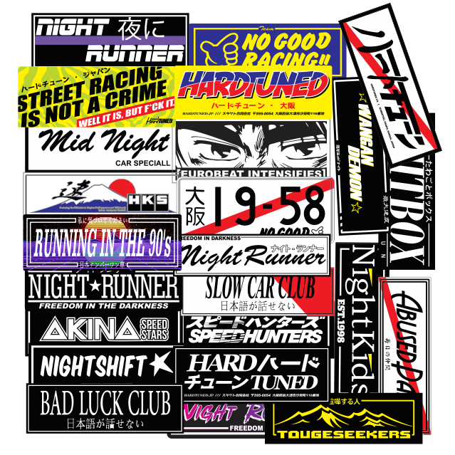Adesivos Slap stickers JDM 15 cm  SaitoWorks No good night runners mid night kids speedhunters HKS Wangan touge racing