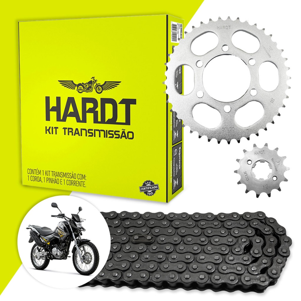 Kit Transmissão Hardt Yamaha XTZ Crosser 150 2015 a 2025 41D 14D 122L 428H Aço 1