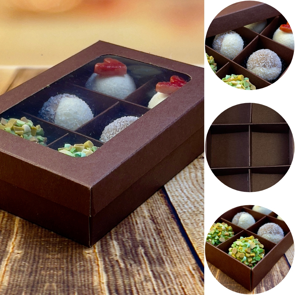 10 CAIXA P/ 6 DOCES COM BERÇO E VISOR MARROM REF-554 JOY PACK