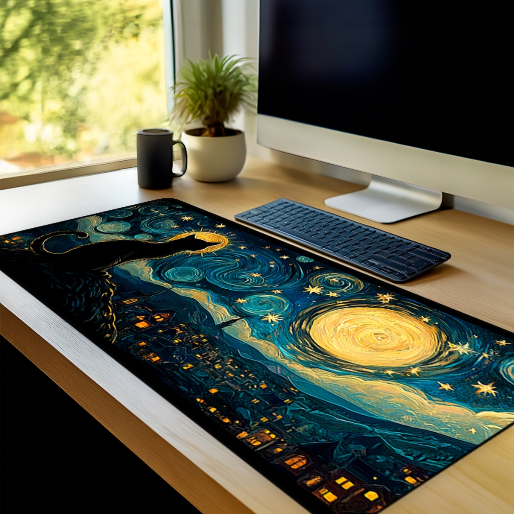 Mouse Pad Grande Gamer Premium Antiderrapante Diversos Tamanhos Tema Pintura Borda Costurada