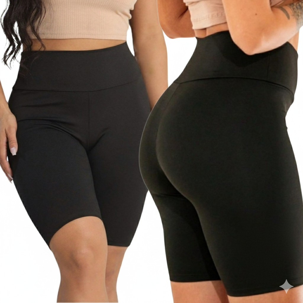 KIT COM 3 UNIDADES Short Modelador Feminino Biker Preto Cintura Alta Confortável Sem Transparência Academia e Casual em Oferta na Shopee