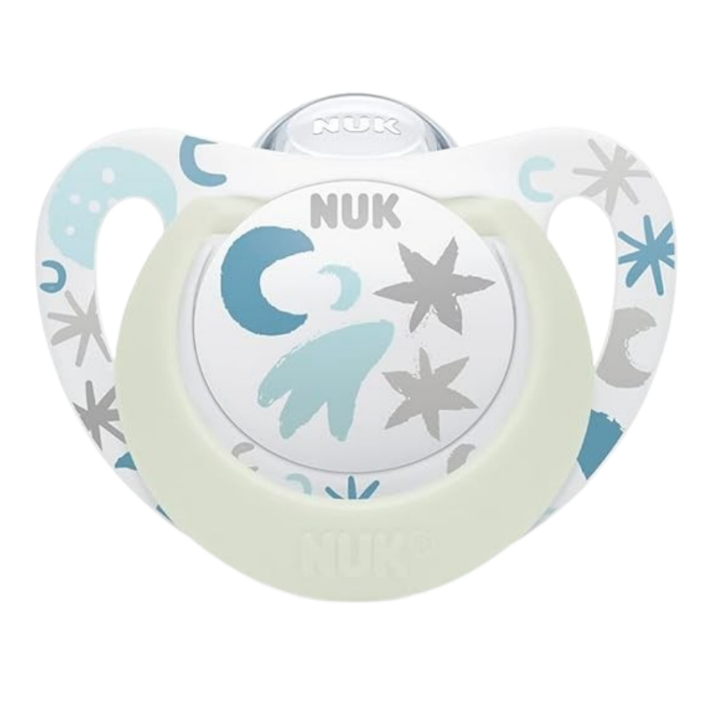 Chupeta Ortodôntica Nuk Star Glow Neutra Brilha no Escuro com Estojo Esterilizável 0-6 Meses