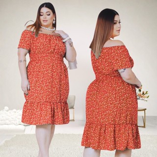 Vestido Midi Curto Ciganinha Plus Size Ombro a Ombro em Tecido Duna Feminino Leve e Elegante em Oferta na Shopee