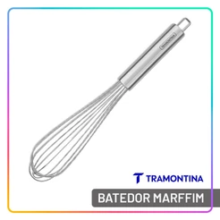 Batedor Tramontina Fouet Aço Inox 37cm Profissional Resistente Manual Ideal para Massas e Sobremesas