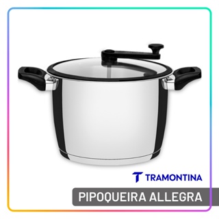 Pipoqueira Panela de Pipoca Tramontina Allegra Aço Inox Fundo Triplo 5,6 L Haste Giratoria Manivela em Oferta na Shopee