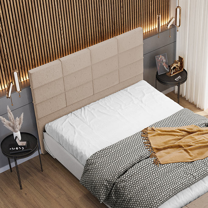 Cabeceira Cama Box Casal King 195 cm Roma W01 Linho Bege Escuro - Lyam em Oferta na Shopee