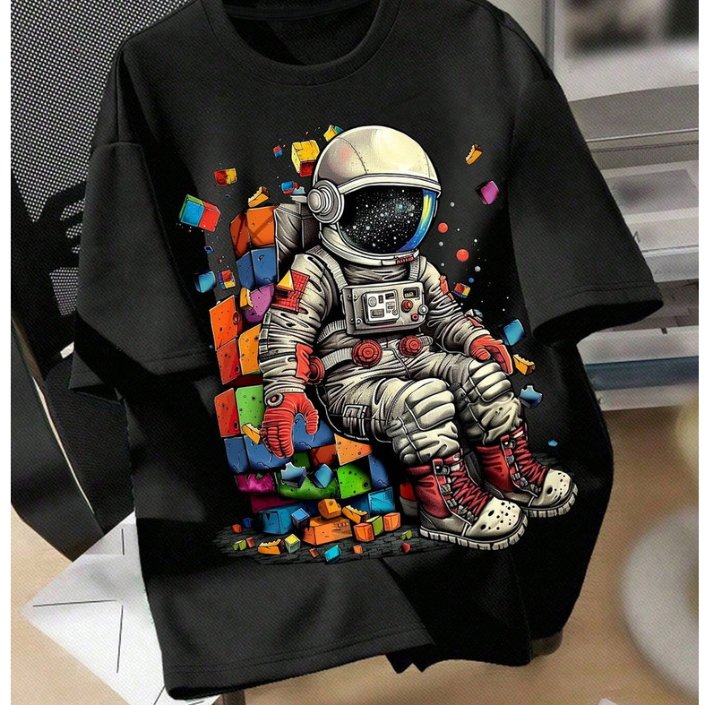 Camisa Infantil Juvenil 100% Algodão Preta e Varias Cores Astronauta Astro do 2 ao 14 Crianças