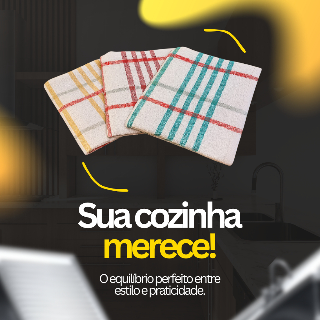 Kit Pano de Copa Xadrez Atoalhado Felpudo Tamanho 40x68 100% Algodão Cozinha em Oferta na Shopee