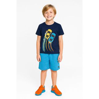 👕 Conjunto Infantil Verão Menino Carros - Corrida Tamanho 1 ao 12 anos. em Oferta na Shopee