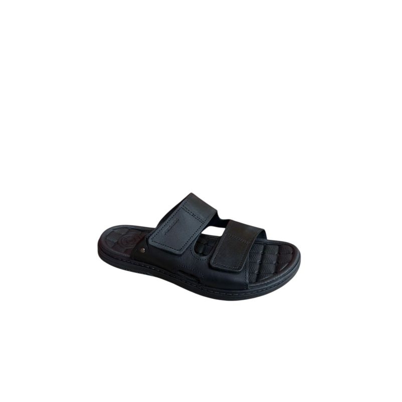 Chinelo masculino Pegada Dois Velcros Masculino Em Couro amortecedor flexível macio leve anatômico confortável ajuste