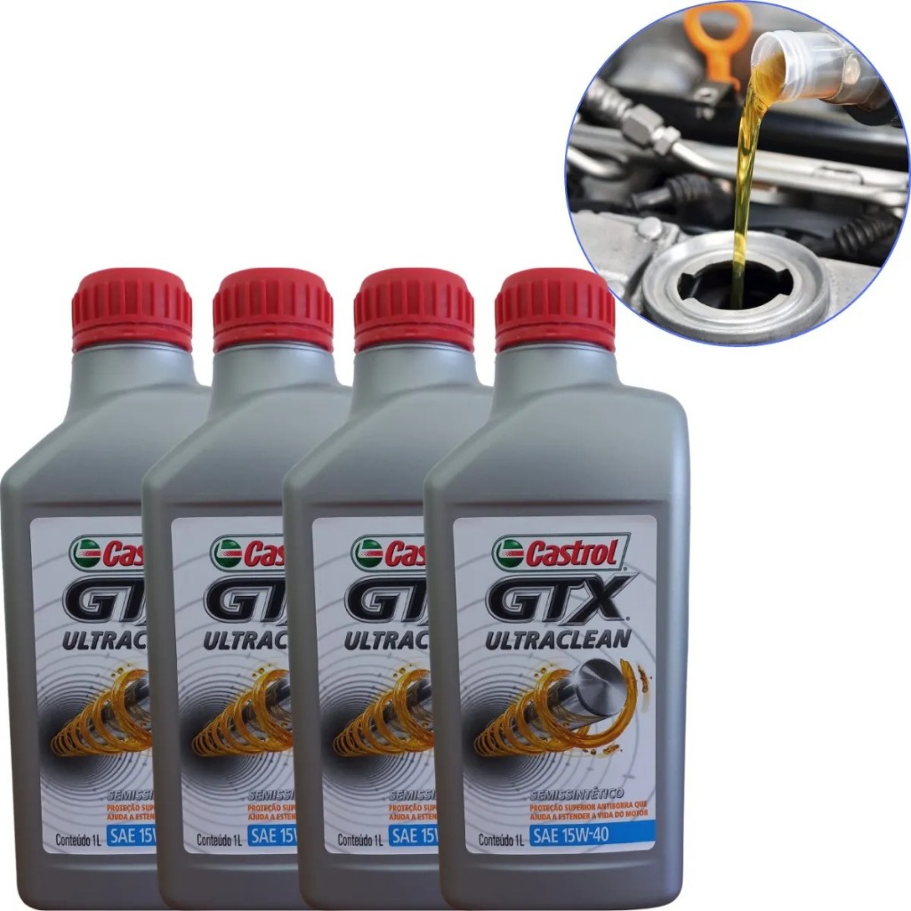 Kit 4 Litros Óleo Motor 15W40 Semissintético Castrol GTX UltraClean