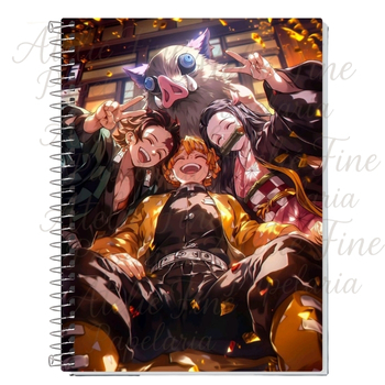 Caderno Otaku | Anime | Personalizado Demon Slayer Personagens Diversos | 1, 10, 15 ou 20 Matérias | Capa Dura e Espiral