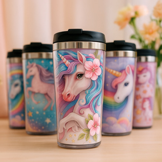 Coleção Copo Térmico Personalizado do Unicórnio Colorido em Oferta na Shopee