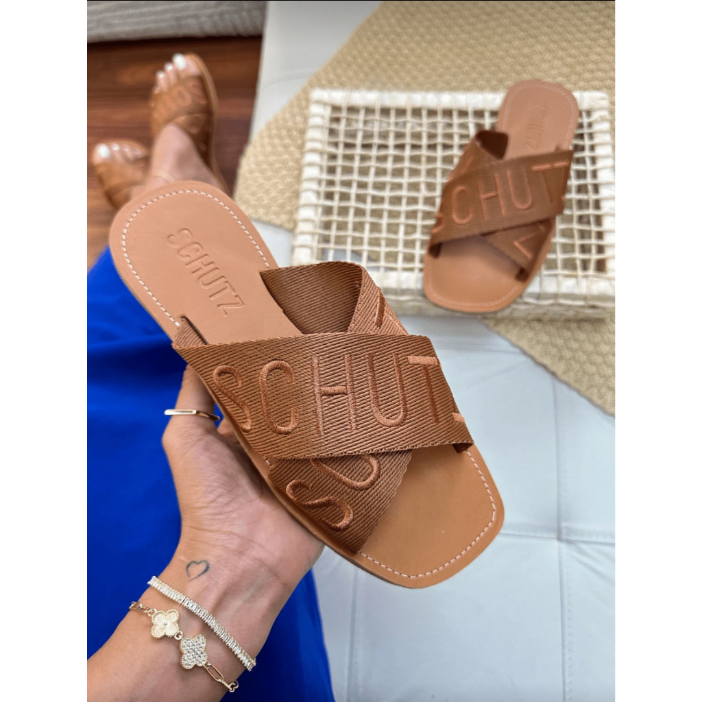 Sandália Feminina Rasteira Bordado Rasteirinha Moda Verão Blogueira Confortável