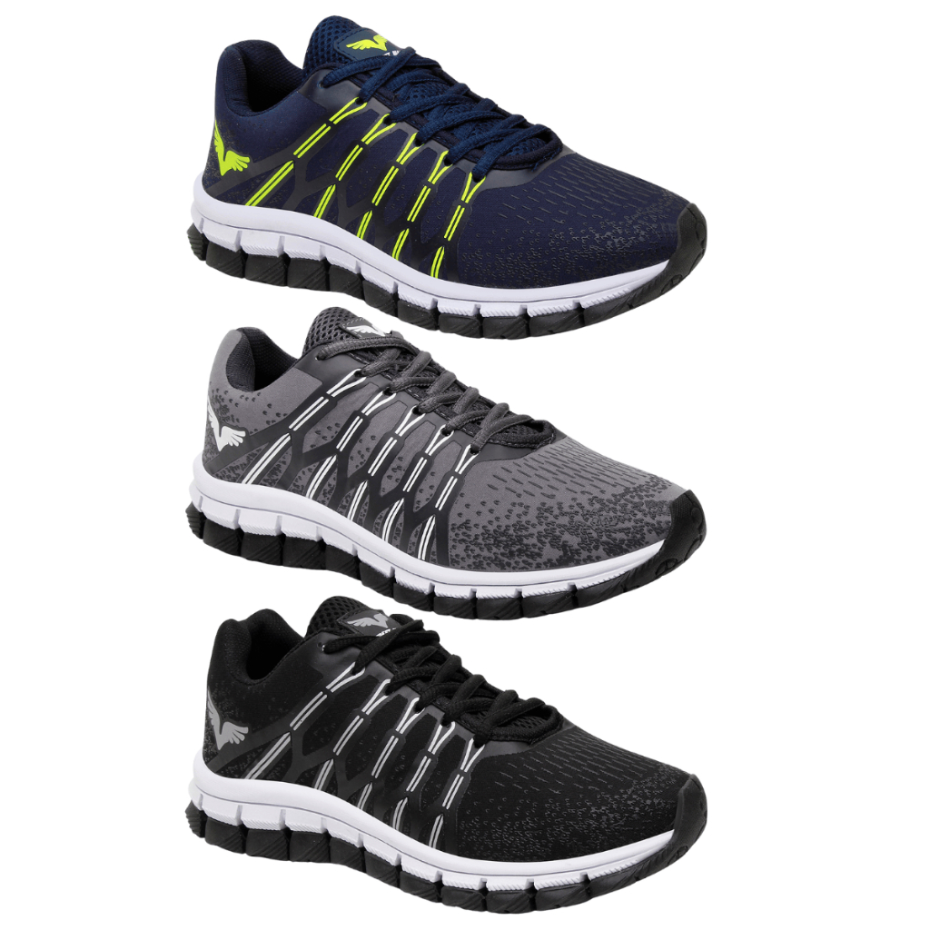 Kit 3 Pares Tênis Masculino Leve Macio Confortável Academia Corrida Caminhada Esportivo