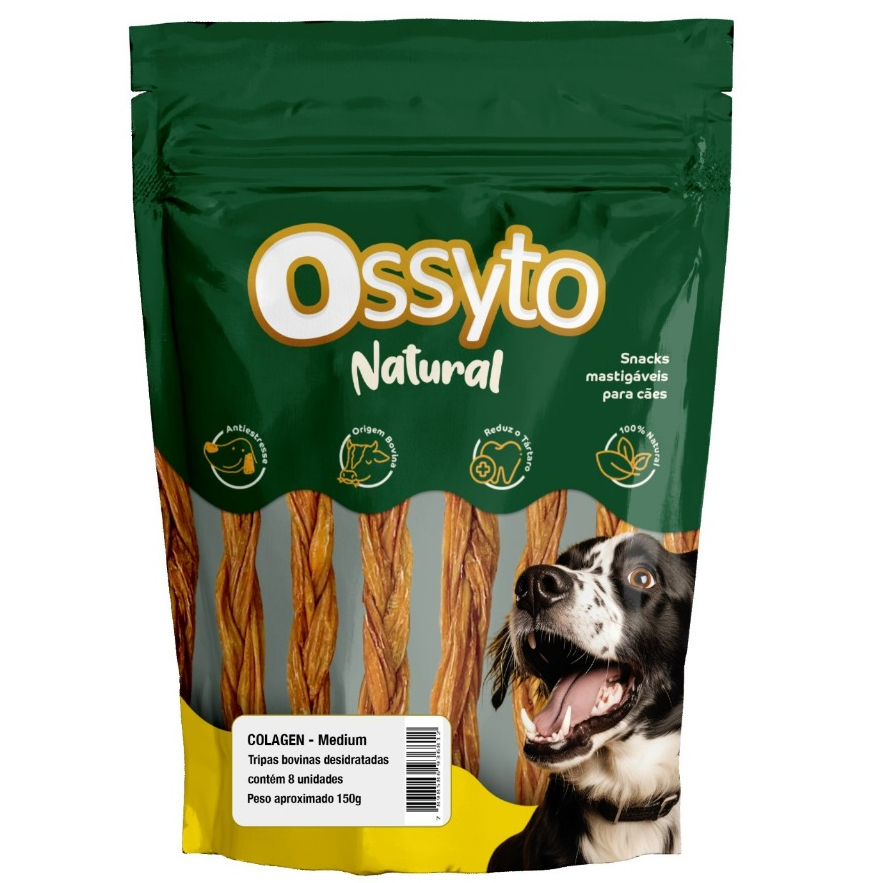 Colagen Medium Natural p/ Cães | Ossyto Natural Zoo Prime | Tripas Bovinas 100% Naturais
