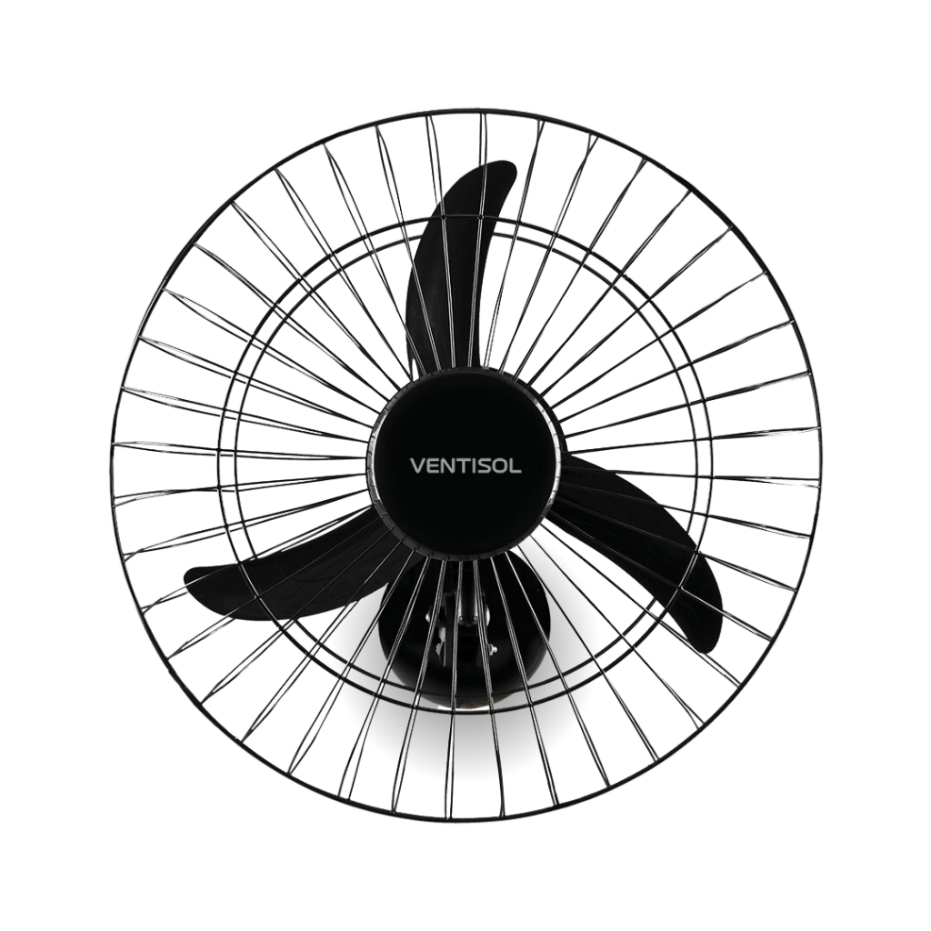Ventilador Parede New Bivolt 50cm Preto Ventisol Potente Oscilante Escola Indústrias Igreja Ar Fresco