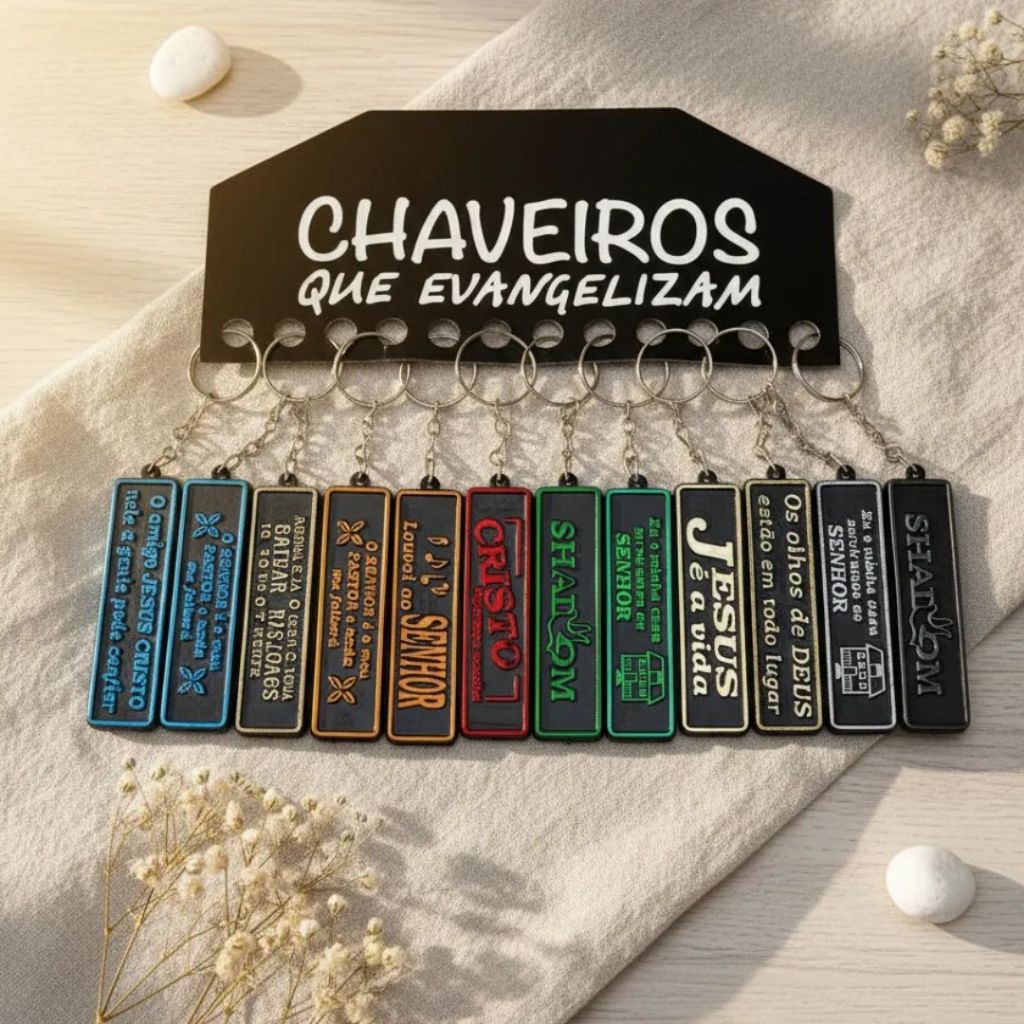 Chaveiros Dupla Face em Placa com Trechos Biblicas Kit 144 un Brindes Igrejas Lembrancinha em Oferta na Shopee