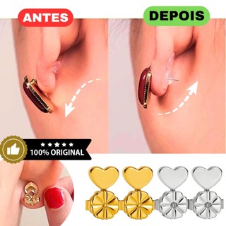 Kit Tarraxas Mágicas Sustentação Arruma Brincos Orelha Rasgada Anti Alérgico Acessórios Femininos Banho Ouro 18k Prata