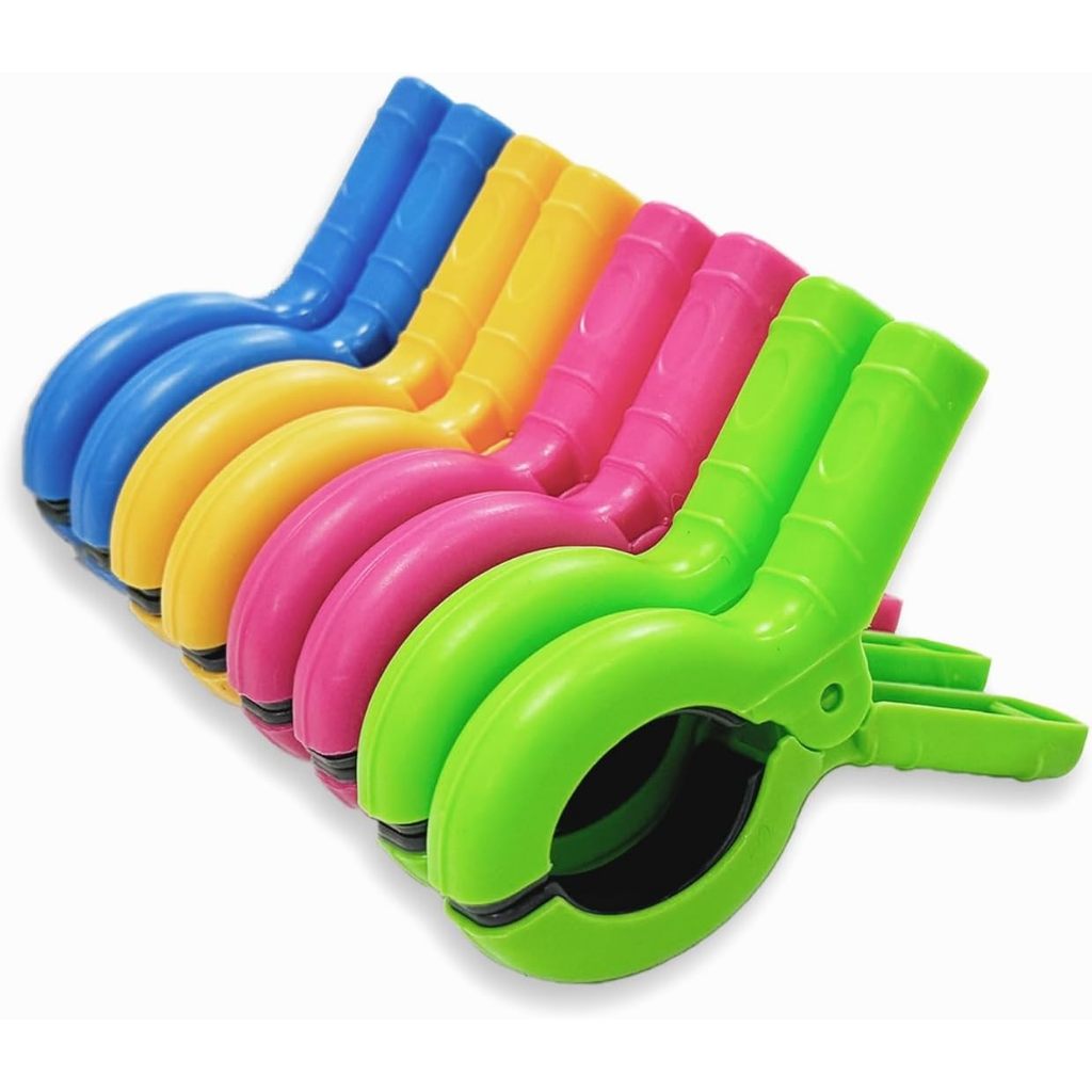 8x Grampos Clipes Coloridos Toalha Cadeira Praia Lavanderia Pregador Roupas