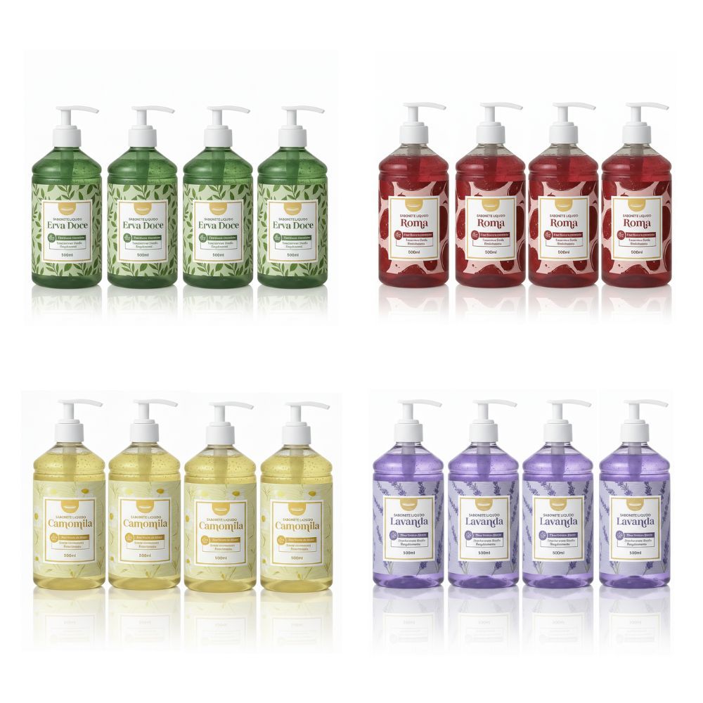 Kit 04 Sabonete Líquido para Mãos e Corpo Face Beautiful 500ml em Oferta na Shopee