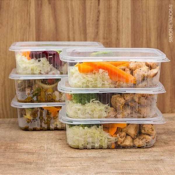 Pacote c/24 Marmitas Plásticas com Tampa Almoço Comida Refeição Janta Quentinha