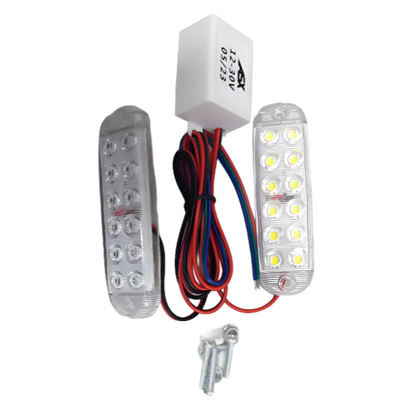 Farol Strobo 12 LEDs Branco 12/24V ASX6081