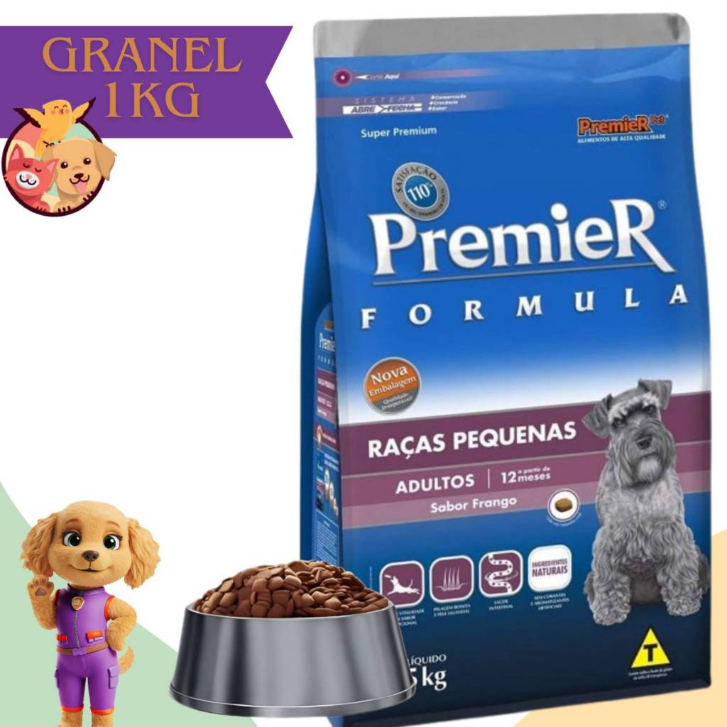 Premier Cães Adultos Raças Pequenas Sabor Frango GRANEL 1kg