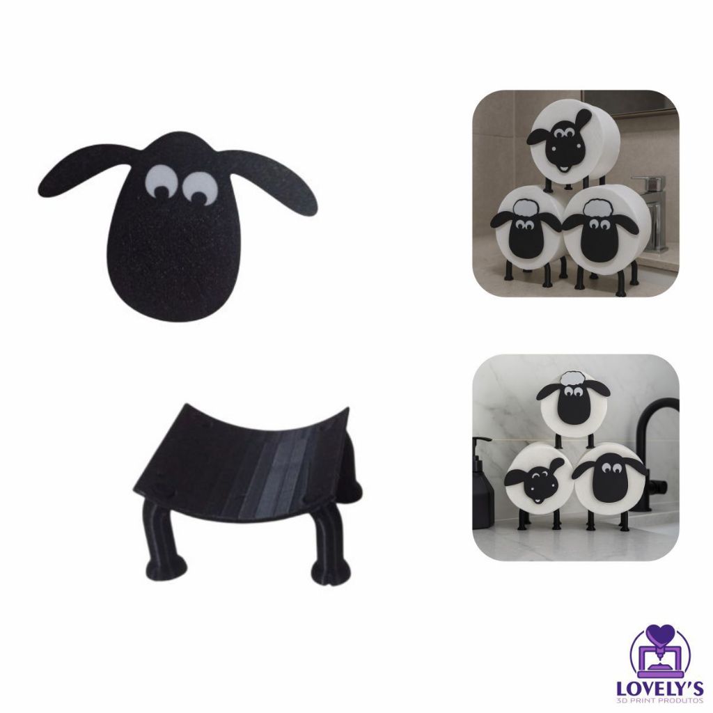 Suporte Decorativo Para Papel Higiênico Ovelha Shaun para Organização e Decoração de Banheiro - 1 peça