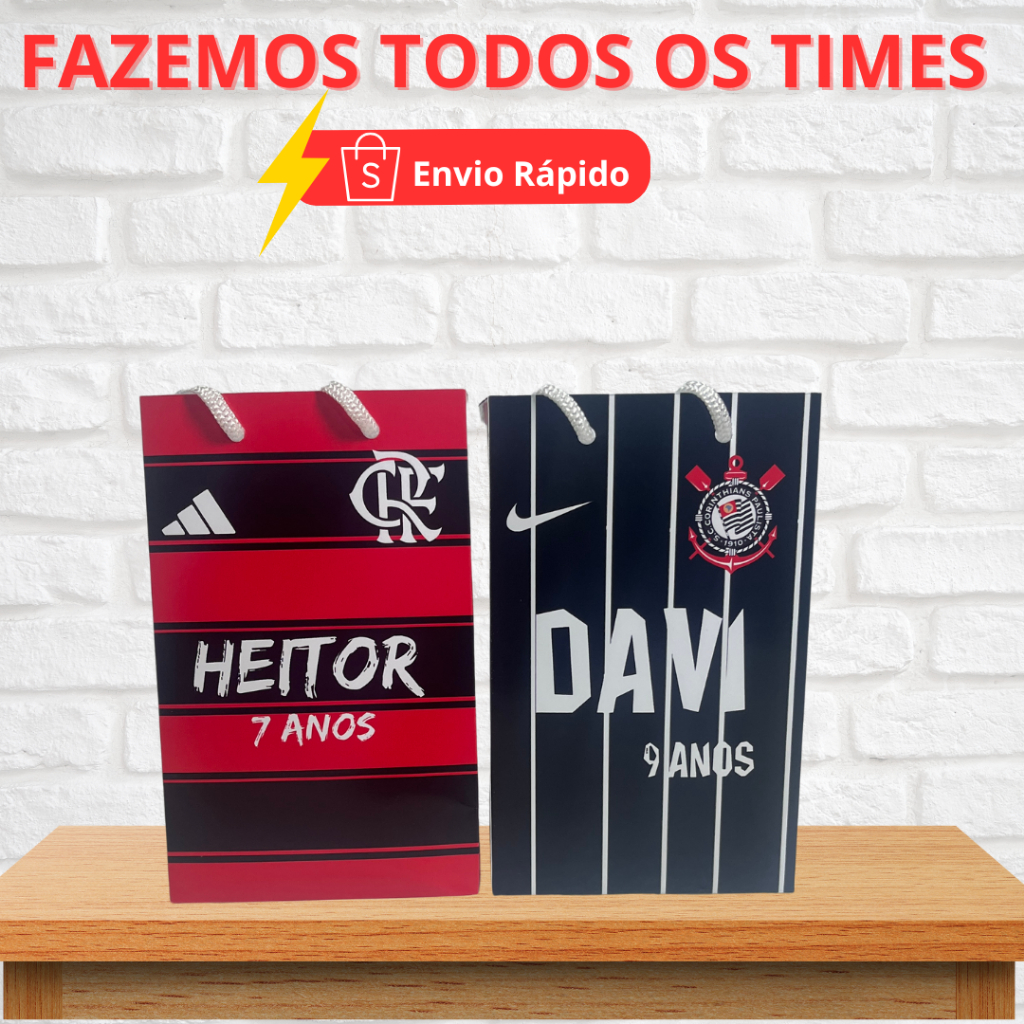 Sacolinha Personalizada Times Brasileiros Futebol ⚽ Lembrancinha Festa Infantil Pegue e Monte
