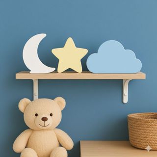 Kit Enfeite Decoração Quarto Infantil Bebe Menia Menino Lua Estrela Nuvem Fofo em Oferta na Shopee