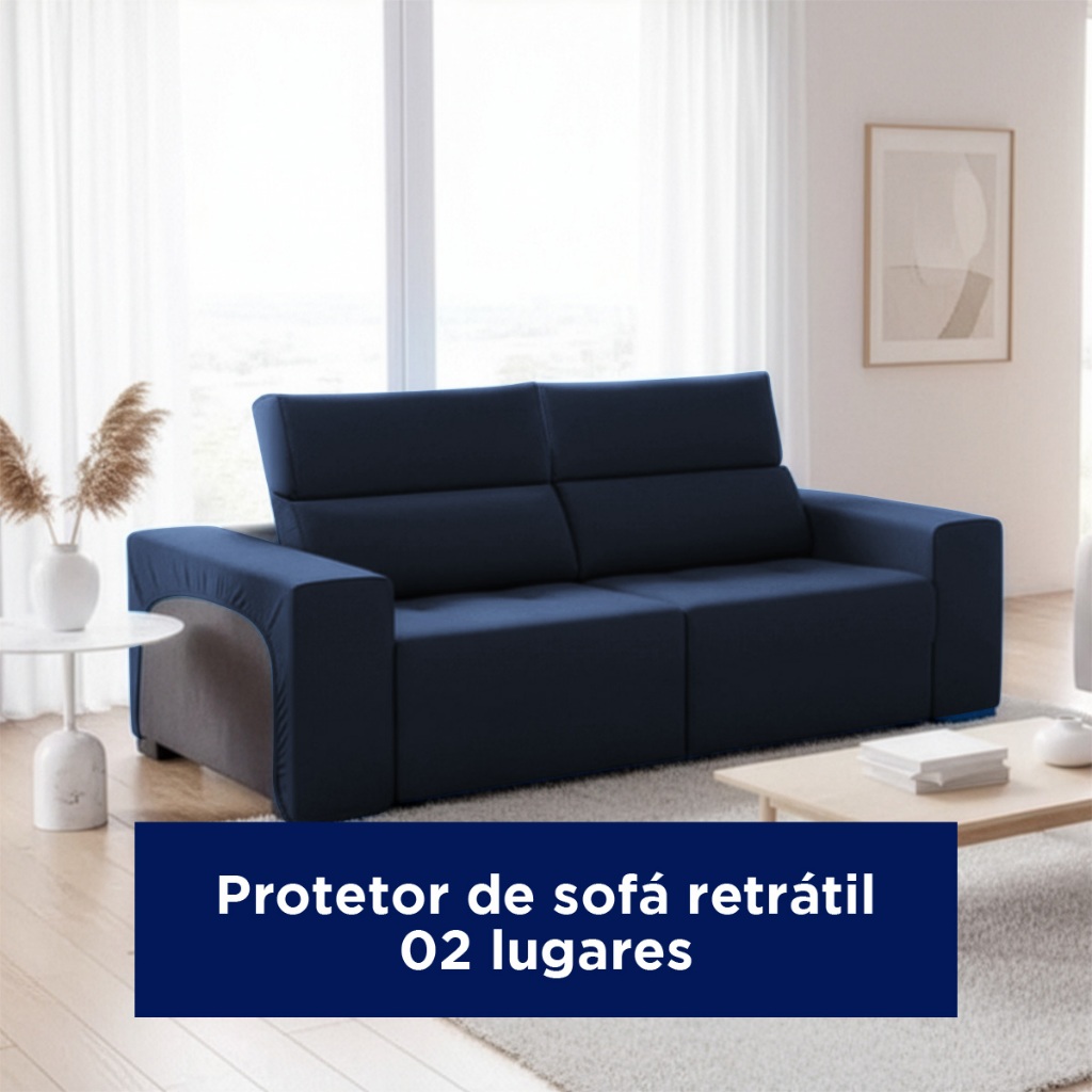 Capa Protetora de Sofá Retrátil Reclinável 2 Lugares Cores Lisas