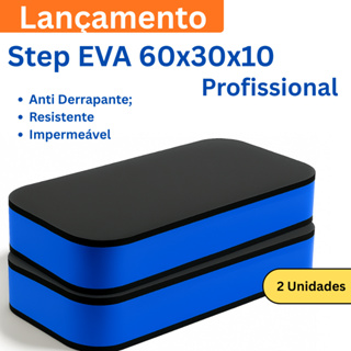 KIT 2 Step de Academia em EVA 60x30x10cm Azul para Treino Funcional, Exercícios Aeróbicos, Crossfit, Musculação em Oferta na Shopee