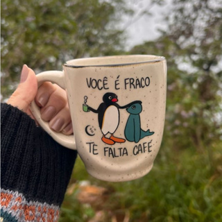 Caneca Névoa - Pingu você é fraco, te falta café - 260ml em Oferta na Shopee