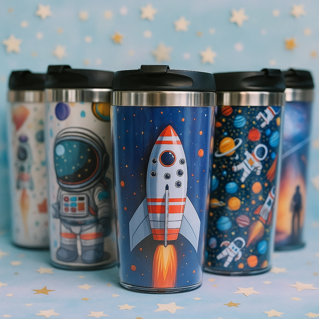 Coleção Copo Térmico Personalizado Espaço, Nave, Planetas, Nave Espacial
