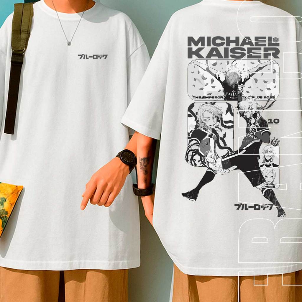Camiseta Oversized Anime Michael Mangá Rei Blue Lock Isanagi Unissex 100% Algodão Futebol Masculino