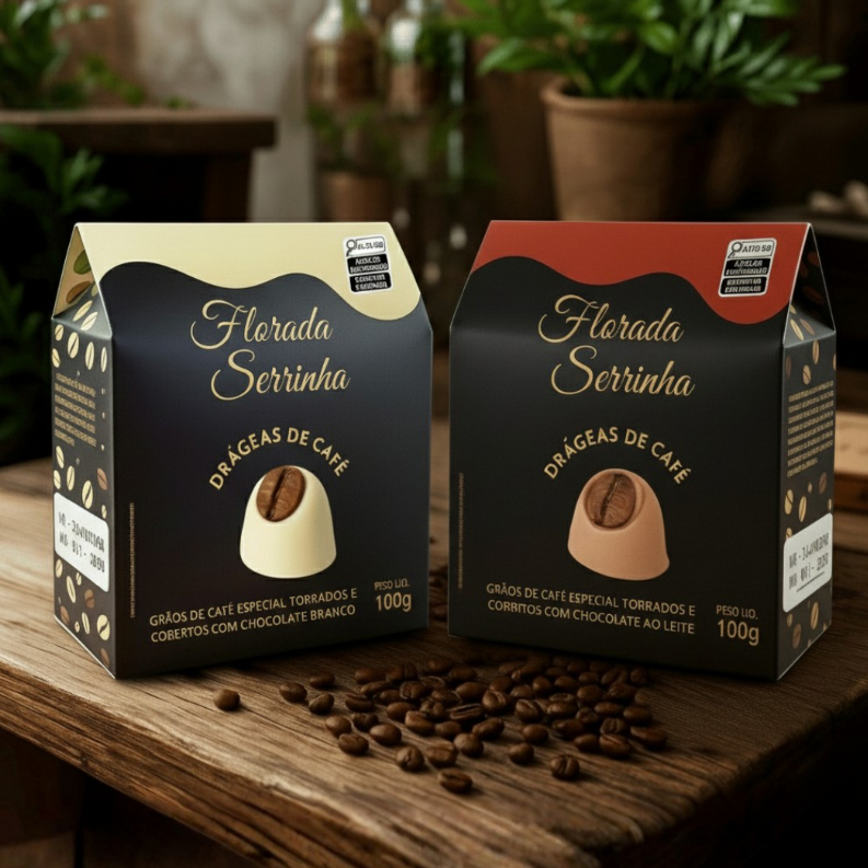 Kit de Grãos de Café Especial cobertos com Chocolate - Drágeas de Café - Drageado de Café