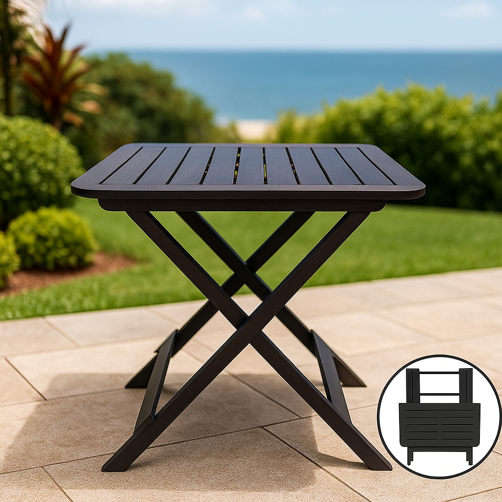 Mesa Quadrada De Plástico Dobrável Multiuso Preta 80x72x70cm Mesa  Bar Churrasqueira