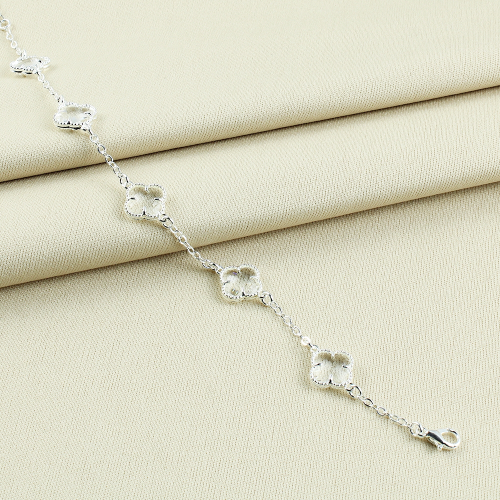 Pulseira Trevo Cristal Folheada a Prata e Ouro em Oferta na Shopee